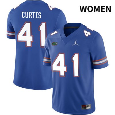 Women's Florida Gators #41 Justin Curtis NCAA Jordan Brand Royal NIL 2022 Authentic Stitched College Football Jersey INH4262JN